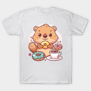 Cute Quokka eating donut T-Shirt